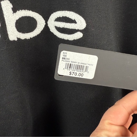 NEW Bebe Plus sport black short sleeve with sport patch woman’s shirt Size 1X - Picture 6 of 6